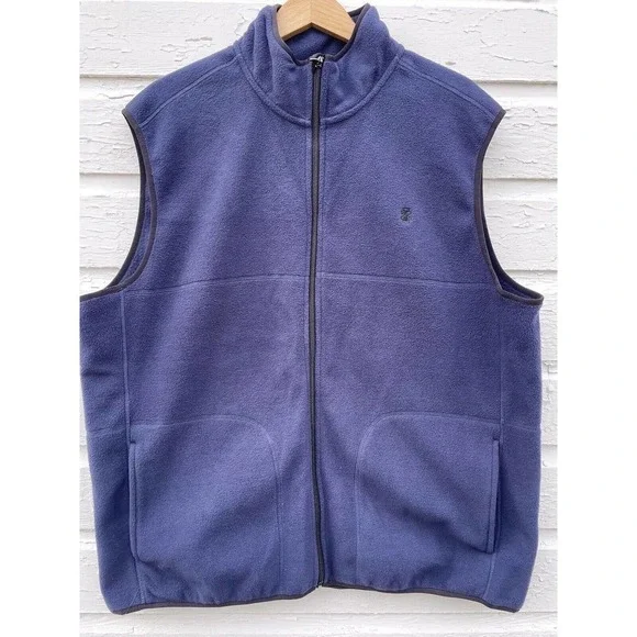 Izod Jackets Coats Izod Fleece Vest Full Zip Mock Neck Navy